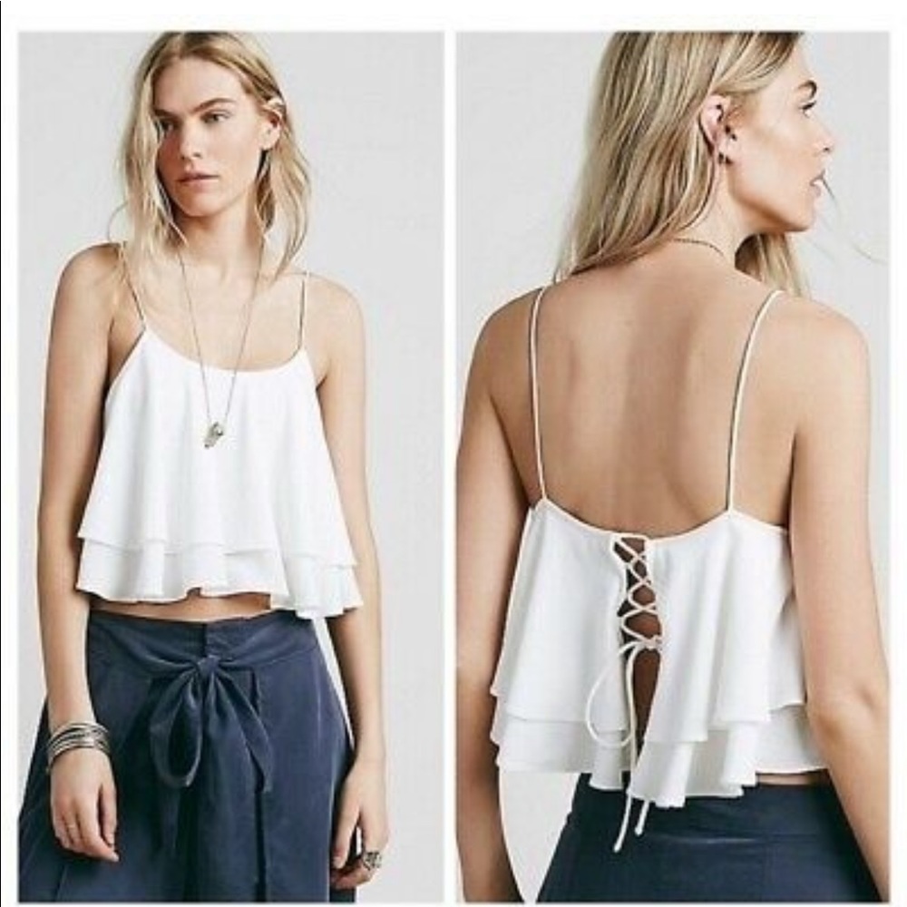 Free People Tropical Wave Crop Top in Cream